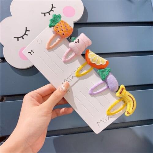 New Kids Baby Cute Handmade Fruit Hairpins Elastic Hair Bands Cartoon Mermaid Horse Rainbow Hair Clip For Girl Hair Accessories