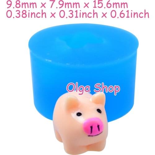 DYL600 9.8mm x 7.9mm x 15.6mm 3D Cute Pig Silicone Mold Fondant Cake Decoration Sugarcraft Craft Resin Clay Art Candy Making DIY