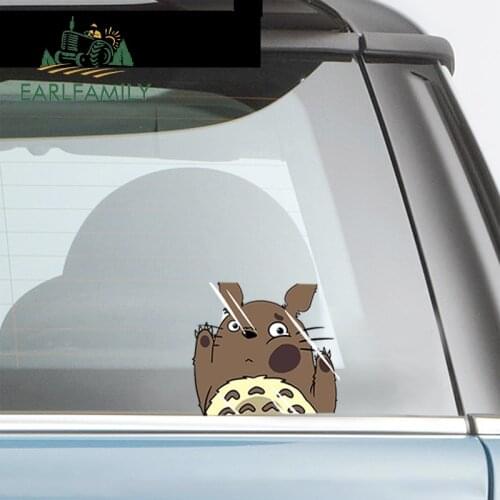 EARLFAMILY 13cm x 11.3cm for MY NEIGHBOUR TOTORO Anime Car Stickers Windshield Decal Caravan Funny Car Assessoires Vinyl Decals