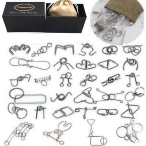 32PCS/Set Metal Wire Puzzle Mind Brain Teaser Magic Puzzles Game Toys for Children Adults