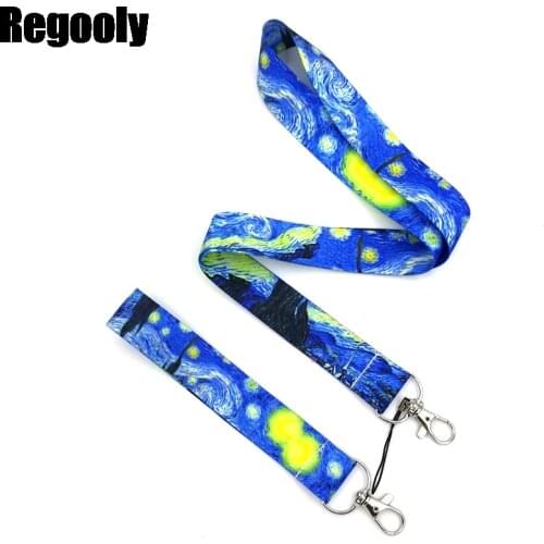 Van gogh Starry Sky art Lanyard for Keys Phone Cool Neck Strap Lanyard for Camera Whistle ID Badge Cute webbings ribbons Gifts