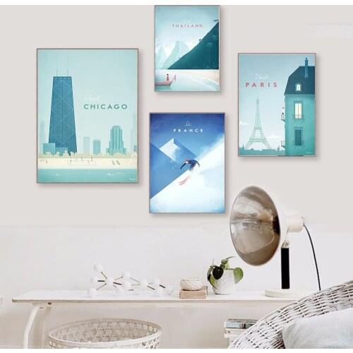 Famous World Travel London Poster Series Attractions Canvas Painting Wall art Posters and Prints Pictures For Living Room Decor