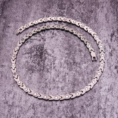 Magnetic Long Necklace Chain Gold-color 50cm Health Energy Pendant Necklace Magnetic Therapy Arthritis Necklace for Women Men