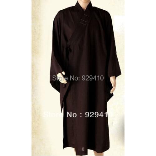 UNISEX Buddhism uniforms Shaolin zen abbot lay meditation monks suits robe gown martial arts clothing brown high quality
