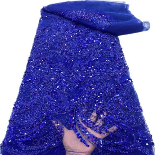 SJ Lace Sequins Tulle French Net Lace Fabric 2021 High Quality Lace Beaded Bridal Nigerian Tulle Lace Wedding Dress Sewing r5-89