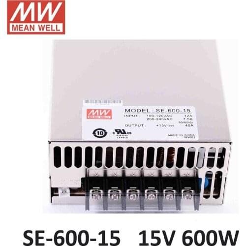 Original MEAN WELL SE-600-15 600W 40A 15V Meanwell Switching Power Supply AC 110V/220V to DC 15V power unit driver for led strip