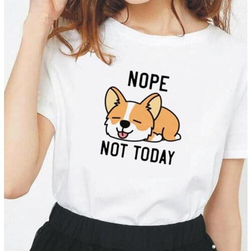 Summer Tee Shirt Femme Funny Nope Not Today Letter Print T Shirt Women Tops Short Sleeve Women Tshirt Casual Camisetas Mujer