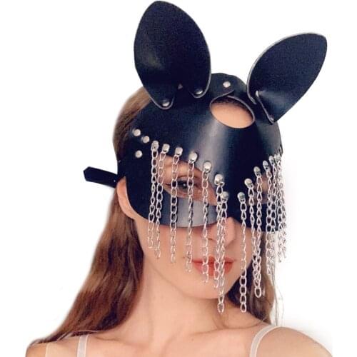 PU Leather Mask Cosplay Couples Adult Fun Sexy Fox Eye Bdsm Fetish Masks Halloween Costume Masquerade Black Props