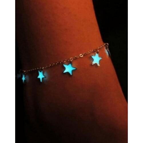 Fashion Summer Foot Jewelry Women Glow In The Dark Star Chain Anklet Luminous Ankle Bracelet Barefoot Sandal Beach Jewelry