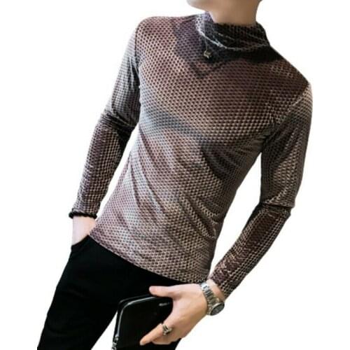 Mens Stand Collar British Style Slim Fit Plain Basic Tee T-Shirt Tops Long Sleeve
