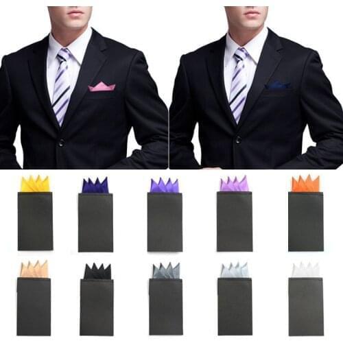 Mens Pocket Towel Fashion Pre-folded Solid Color Square Handkerchiefs Formal Wedding Party Business Hanky Suit Accessories