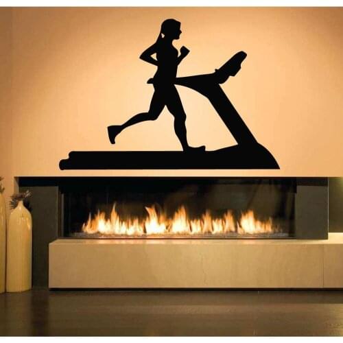 Wall Decals Sport Art Wall Stickers Bedroom Decoration Wall Mural Room Gym Treadmill Work Out Girl Pattern Self Adhesive B361