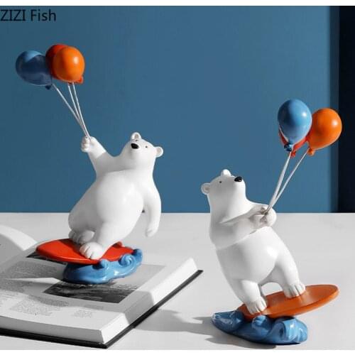 Painted Polar Bear Wall Hanging Ornaments Living Room Decoration Background Display Balloon Polar Bear Lovely Animal Statue