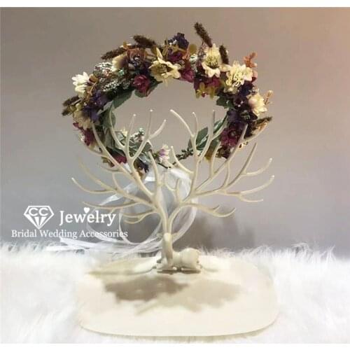 CC Wreath Flower Hairbands Headband Wedding Hair Accessories for Women Bridal Bridesmaids Dried Flowers Party Beach Crown KC81