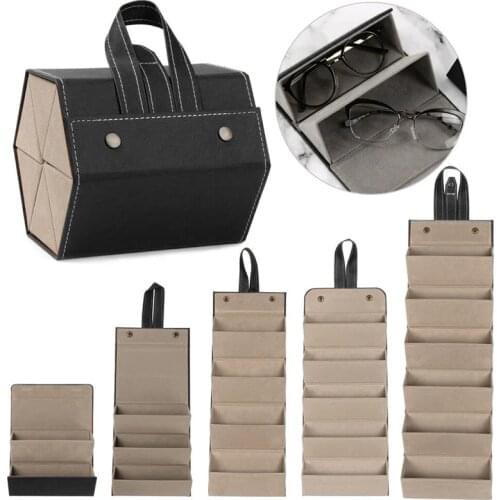 Portable Glasses Organizer 2/3/4/5/6 Multi-slot Eyeglasses Storage PU Leather Multi-slot Multiple Function Watches Storage Case