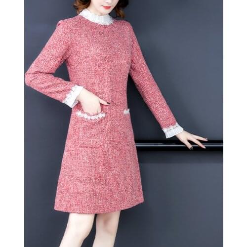 2021 Autumn Chic Red Long Sleeve Noble Mini Dress Winter Casual Vintage Plus Size Dresses Elegant Women Bodycon Party Vestidos