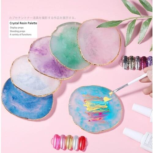 9.5*8.3cm Resin Agate Palette,Crystal Practice Nail Art Color Plate/Display Board,Showing Shelf Manicure/Salon Tool Holder#TP01