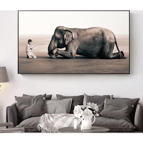 Nordic Poster Buddha Modern Canvas Posters and Prints Zen Elephant Religion Painting Wall Art Picture for Living Room Home Decor