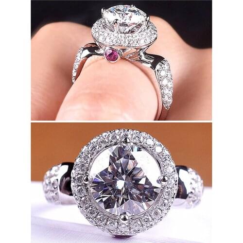 Luxury 2 Carats Crystal Zircon Diamonds Gemstones Crown Rings White Gold Color Bague Jewellery Bijoux Wedding Band Party Gifts