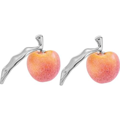 Fruit Earrings lovely peach Earrings back hanging leaves earrings
