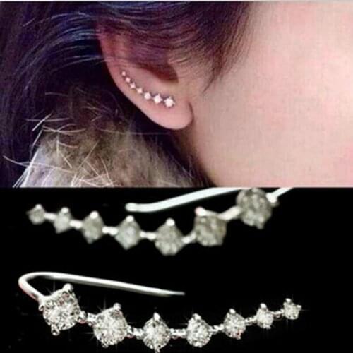 Fashion Earrings A Row Of 7 Crystal - Studded Crystal Earrings New Fashion Accessories Earrings Accessories Linear Earrings