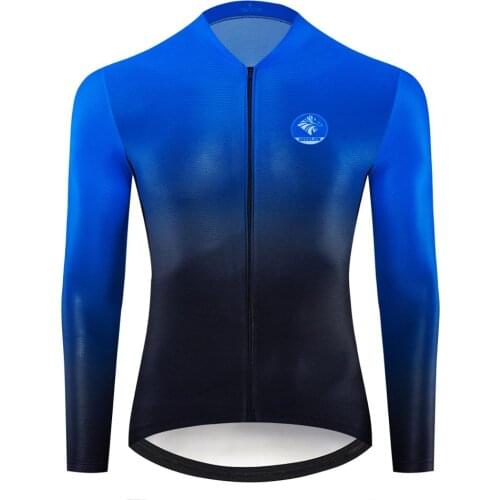 Blue-Black MTB Long Sleeves Cycling Jersey Maillot-Ciclismo Autumn Geeklion Slim Fit Quick Dry Bike Wear