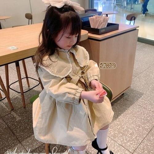 Girls Windbreaker Jacket Spring Autumn Kids Girl Trench Coats Long Sleeve Baby Long Outerwear Children England Overcoat