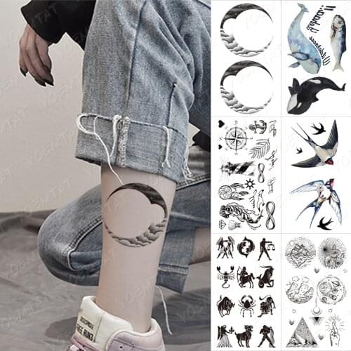 Waterproof Temporary Tattoo Scorpion Shark Flash Tatoo Sticker Swallow Compass Anchor Body Art Hand Fake Tatto Women Men Kids