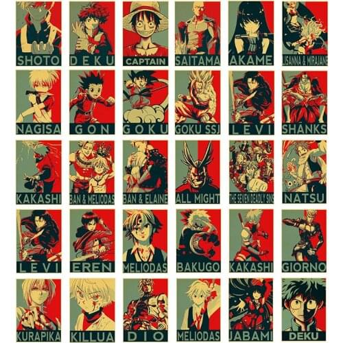 Japanese Anime Canvas Painting My Hero Academia Demon Slayer Retro Posters and Prints Print Mural Picture Home Studio Wall Decor