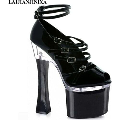 LAIJIANJINXIA New Sexy Square Heels Women Girl Sexy 18cm High Heels Dancing Wedding Party Dance Shoe Platform Dance Pumps Shoes
