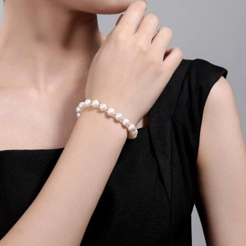 Vintage Elegant Freshwater Pearl Womens Bracelet Rope Chain Golden Silver Separated Beads Round Pearls Bracelets for Women