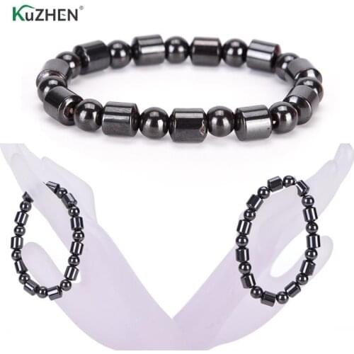 Women Magnetic Bracelet Beads Hematite Stone Therapy Health Care Magnet Hematite Beads Bracelet Mens Slimming Bracelets Black