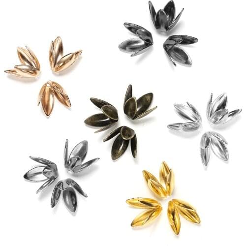 100pcs/lot Bulk Metal Gold Plated Flower Loose Sparer Apart End Bead Caps For Jewelry Making Bracelet Findings Supplies