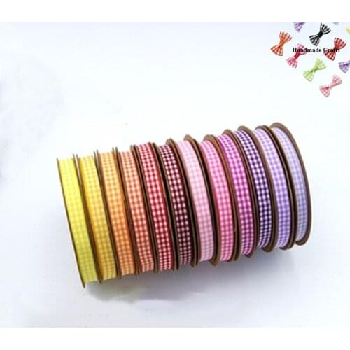 25Yard 1CM Checks Lattice Ribbons Handmade Bow-knots Crafts Dolls Decor Polyester Wrap Webbing Band DIY Gifts Packaging Material