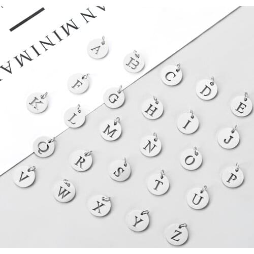 26pcs/Lot High Quality Mirror Polished Stainless Steel Alphabet A-Z Letter Charms With 1.5mm Hole For Making Necklace Bracelet