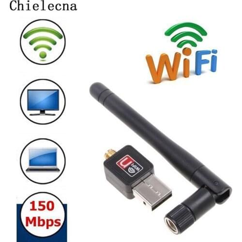 Chielecna Wireless WiFi Adapter 2dB wifi Antenna 150Mbps Lan Wireless Network Card Portable USB WiFi Receiver Adaptador