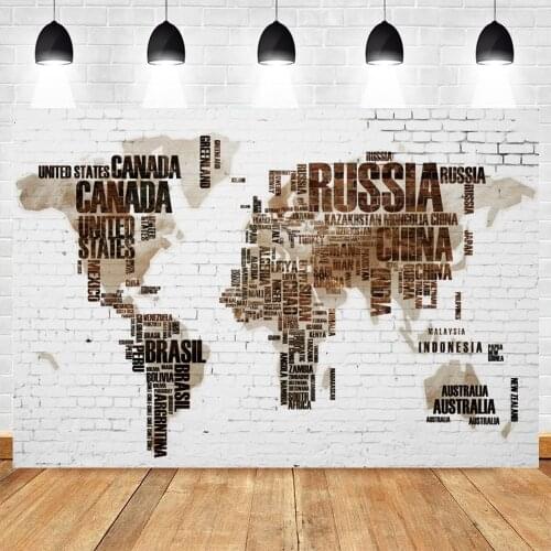 White Brick Wall Map Background Photography Newborn Child Baby Shower Portrait For Photo Studio Photocall Backdrop Photophone
