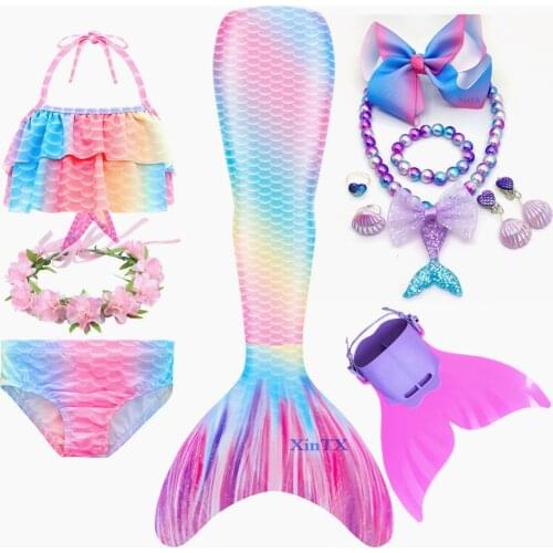 The Little Mermaid Tail Costume Children Mermaid Tail Cosplay Princess Pool Party Swimsuit Bikini Bathing Suit Dress Clothes