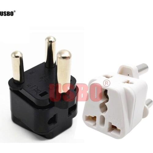 Black white 16A 250V 2-into-1 travel adaptor plug universal socket converter for South Africa India Indonesia Ghana Cape Town