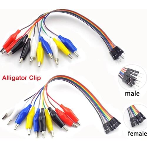 20cm 30cm 10pin Double-end Alligator Clips jump Wire Male Female Crocodile Clip Test Lead Jumper Wire Line Cable DIY Connection