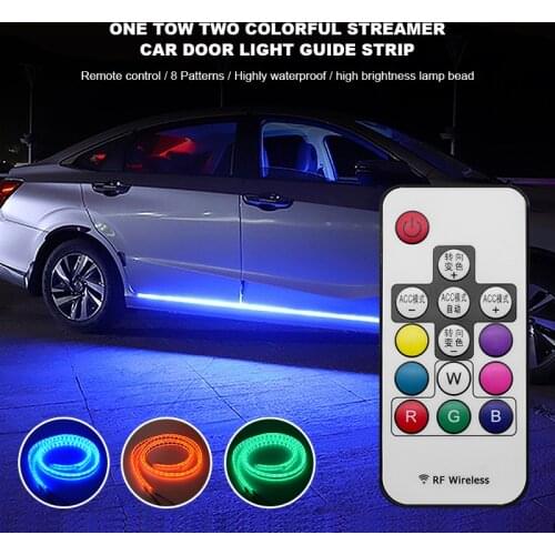 EURS Car RGB Led Strip Lights With Remote Control Dynamic Streamer Flexibling Car Styling 8 Patterns Easy Installation 12V