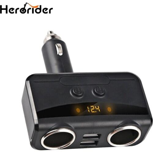 Herorider Auto Car Charger Voltmeter 3.1A 12v Car Cigarette Lighter USB Adapter Charger Socket Splitter Cigarette Lighter