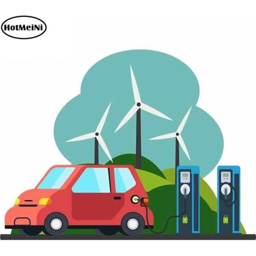 HotMeiNi 13cm x 10.7cm Wind Energy Charging Station Funny Car Stickers Cartoon Decals Laptop Windows Waterproof Car Styling