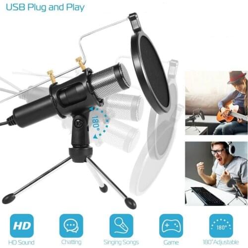 USB Condenser Microphone Tripod Stand Game Anchor Microphone For Game Chat Audio Live Recording Computer Karaoke Microphones