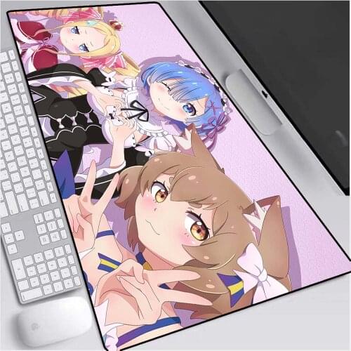 Re Zero Anime Mouse Pad XXL Gamer Desk Mat Computer PC Large Keyboard Pad Gaming MousePad 90x40cm/80x30cm for Laptop Desk Pads