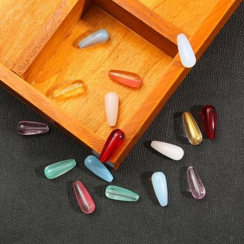 Best Sell 8 Colors Glass Water Drop Shape Beads Glass Beads 8X19MM Loose Spacer Round Beads For Jewelry Making DIY