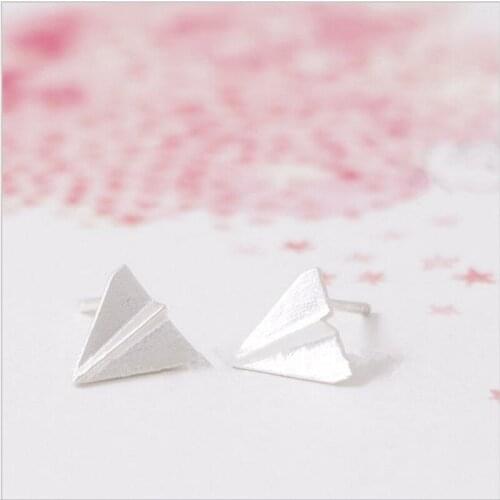 Fashion Origami Plane Stud Earrings Paper Airplane Ear Studs
