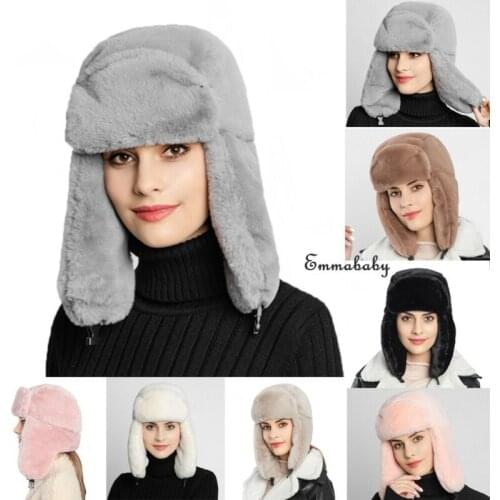 Men Women Winter Trooper Trapper Aviator New Russian Thick Fluffy Cap Ear-flapped Fur Headband Warmer Ski Plush