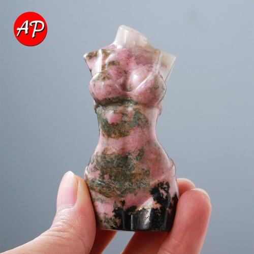 Natural Crystal Rosapyroxene Hand Carving Bikini Beautiful Woman Healing Quartz Ornaments Collection Home Decoration Gift