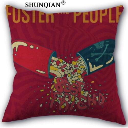 Custom foster the people pillowcase Custom Cotton Linen Throw Pillow Cover Pillowcase Customize 45x45cm one side
